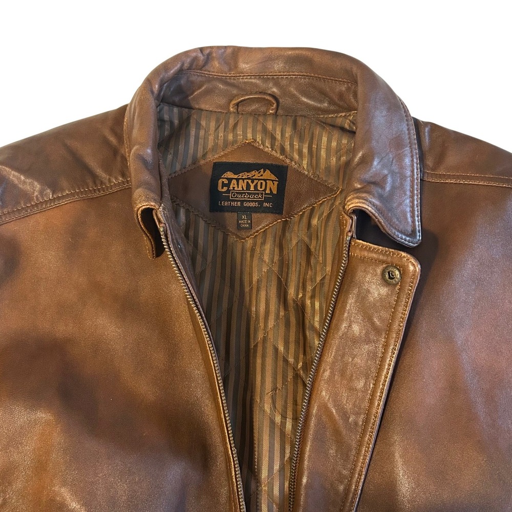 Canyon Outback Brown Leather Jacket Mens XL Western Oversized - Picture 2 of 10